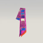 Hermès Twilly Camails in Seta Multicolore Rosa, Viola e Blu