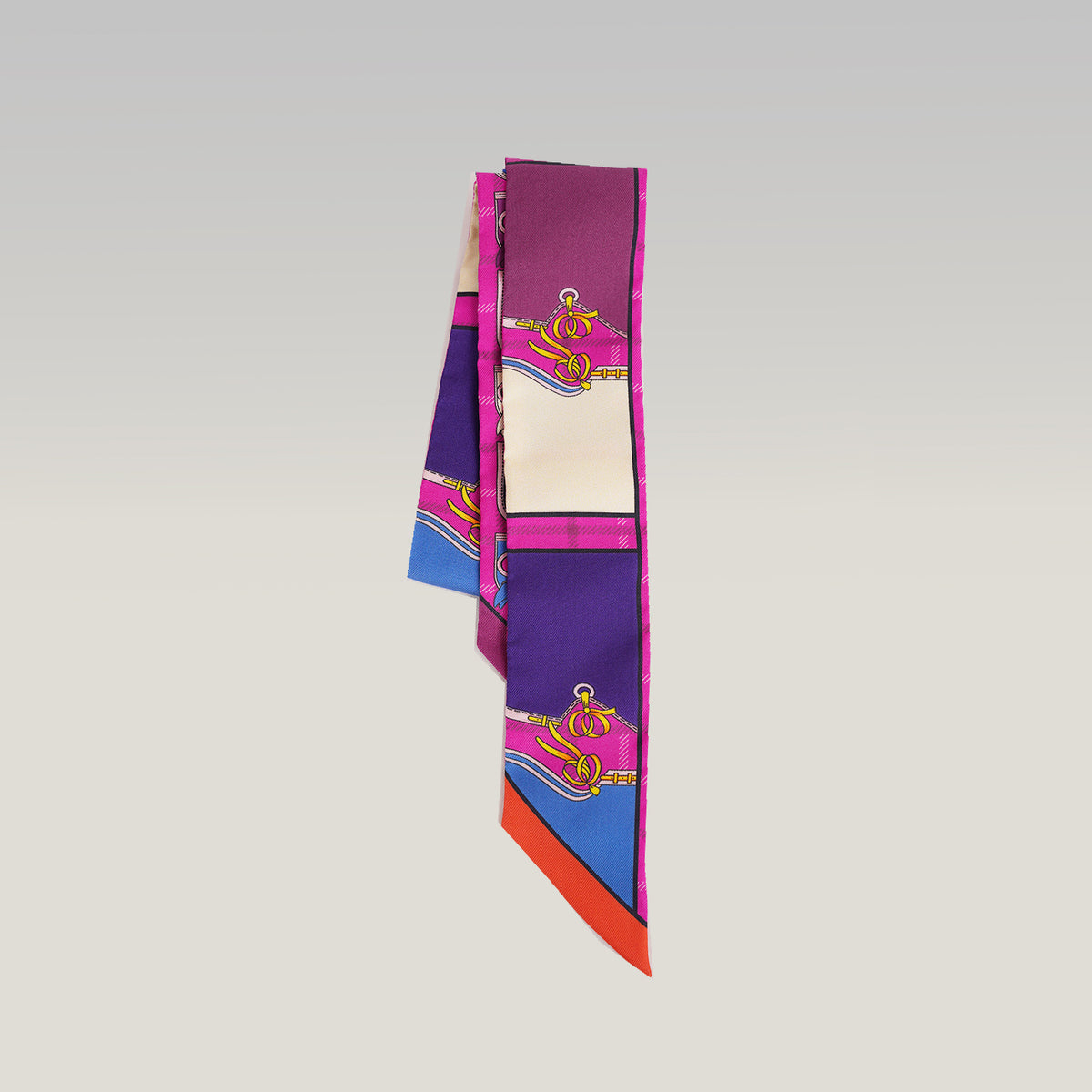 Hermès Twilly Camails in Seta Rosa, Viola e Blu Multicolore