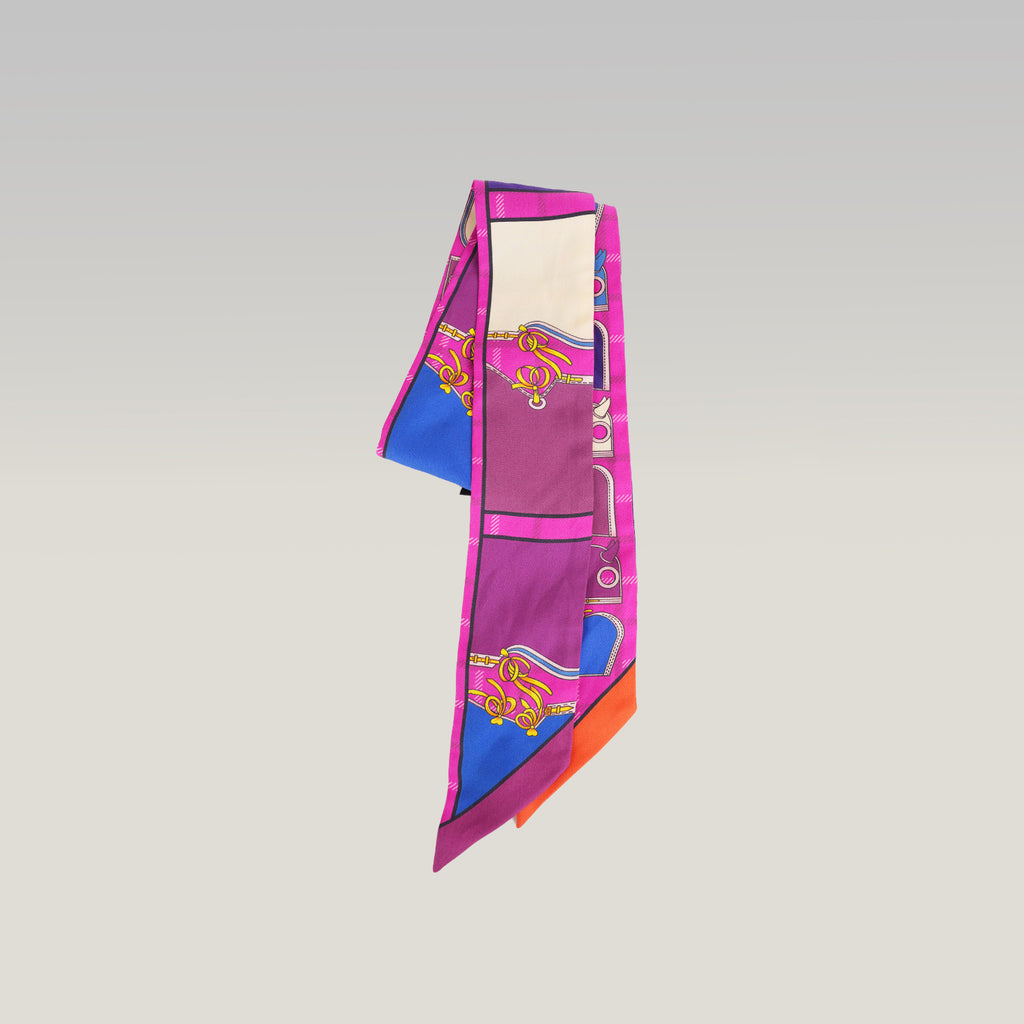 Hermès Twilly Camails in Seta Multicolore Rosa, Viola e Blu