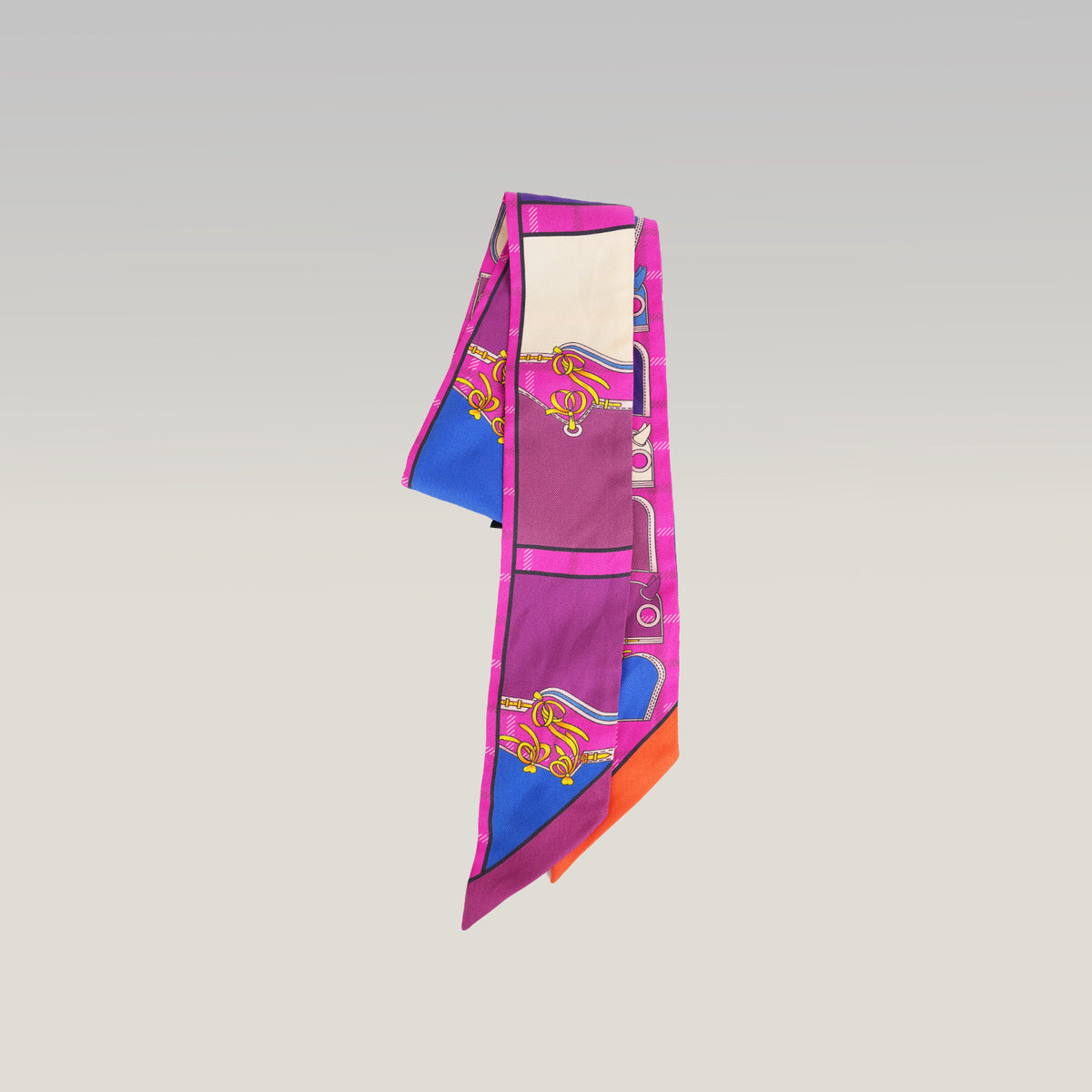 Hermès Twilly Camails in Seta Multicolore Rosa, Viola e Blu