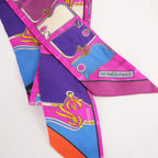 Hermès Twilly Camails in Seta Multicolore Rosa, Viola e Blu