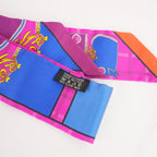 Hermès Twilly Camails in Seta Rosa, Viola e Blu Multicolore