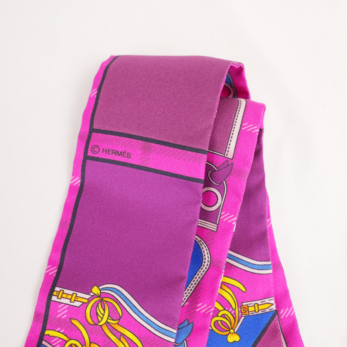 Hermès Twilly Camails in Seta Rosa, Viola e Blu Multicolore