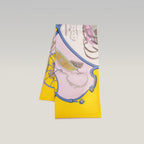 Hermès Carré 90 Springs Foulard Vintage in Seta Gialla con Motivi Equestri Blu 90x90 cm