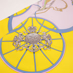 Hermès Carré 90 Springs Foulard Vintage in Seta Gialla con Motivi Equestri Blu 90x90 cm