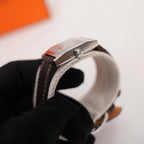 Hermès Tandem Watch Donna in Acciaio Inossidabile con Cinturino Double Tour in Pelle Marrone