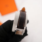 Hermès Tandem Watch Donna in Acciaio Inossidabile con Cinturino Double Tour in Pelle Marrone