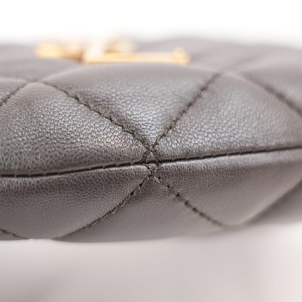 Saint Laurent ICARE Hobo Bag in Quilted Lambskin Urban Grey with Ca