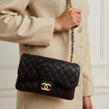 Chanel Quilted  Medium Flap Bag with Pearl-Embellished Chain