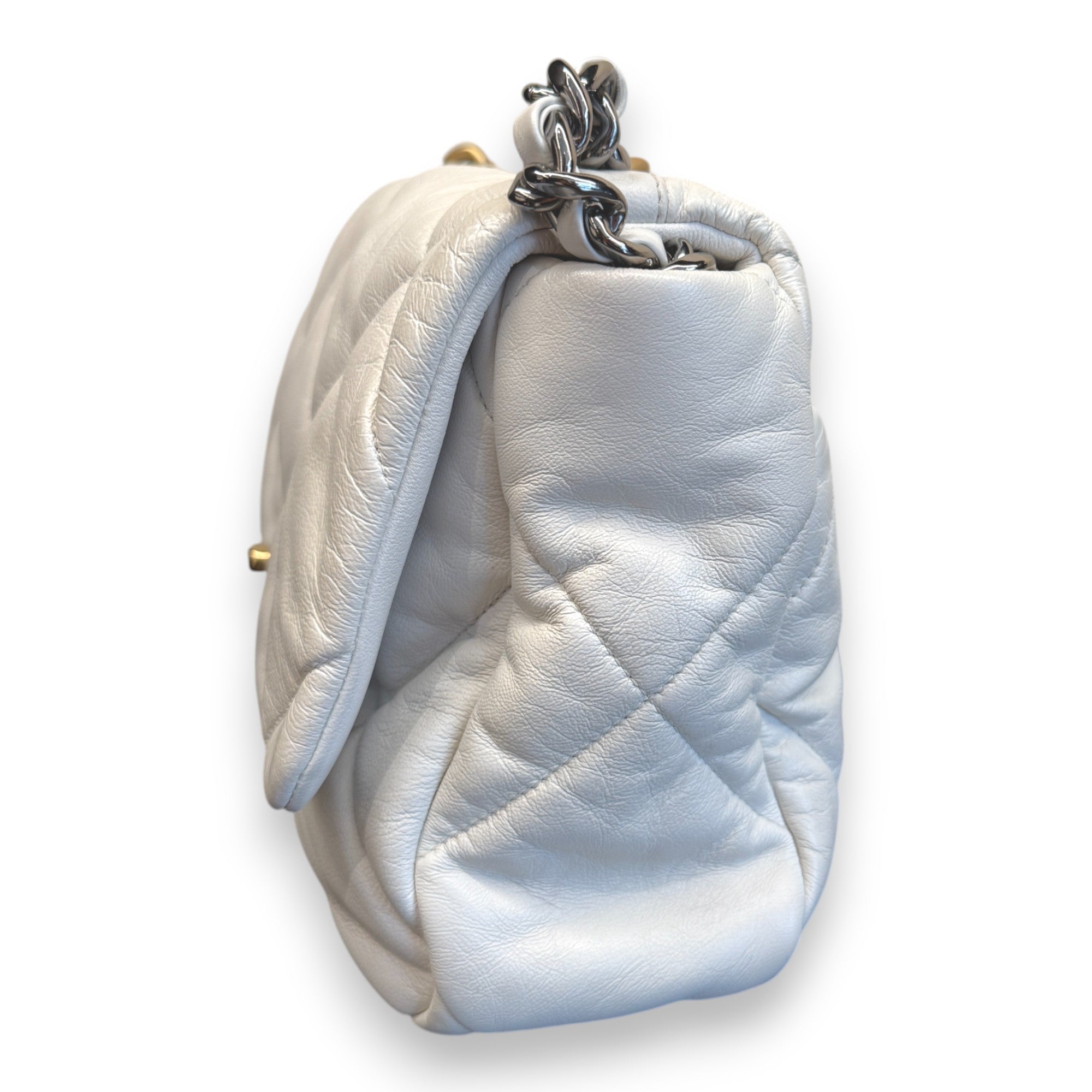 Chanel Lambskin Quilted Medium Chanel 19 Flap White