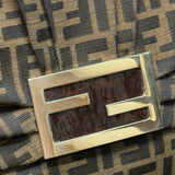 Fendi Brown FF Canvas Baguette Shoulder Bag with Tortoiseshell Buckle