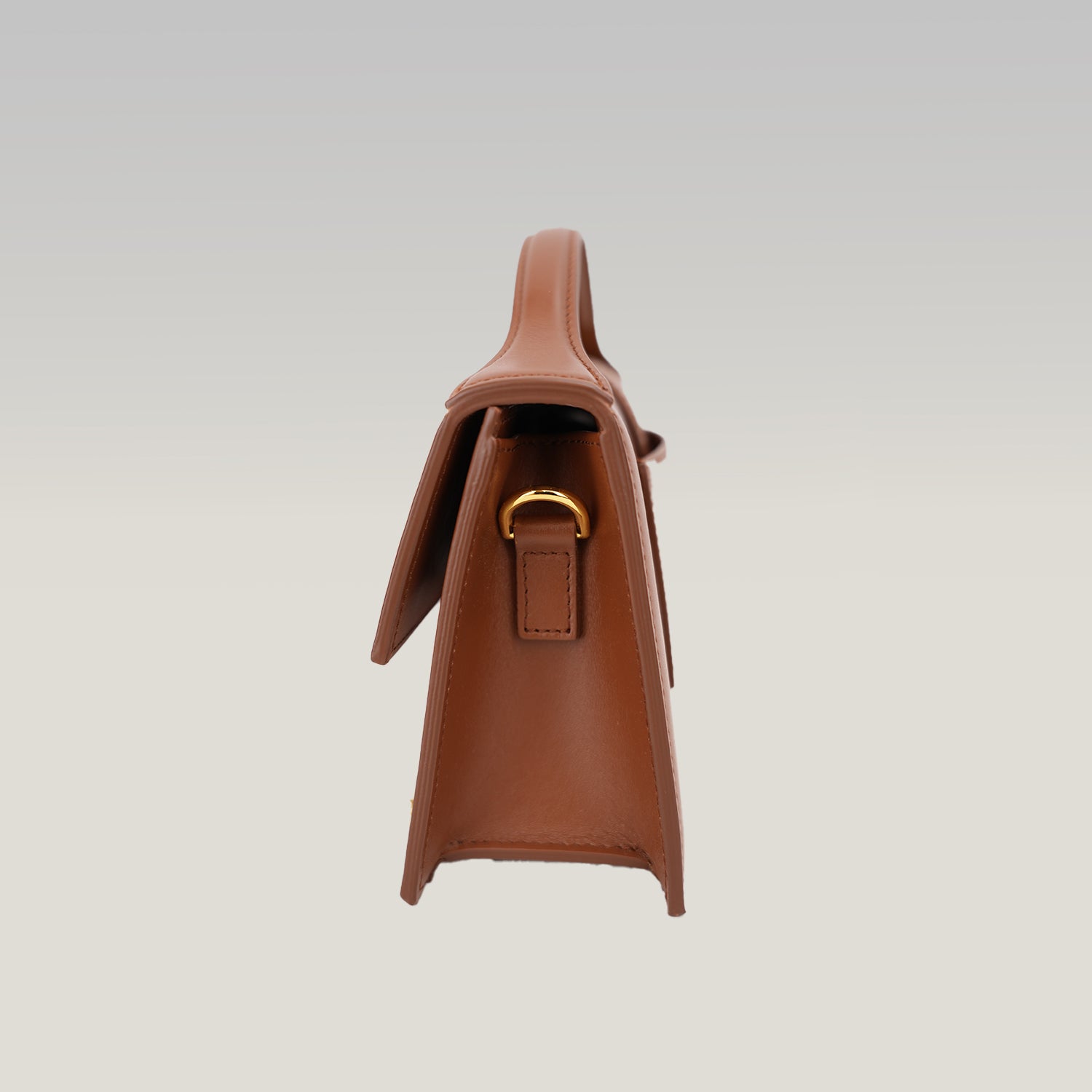 Jacquemus Le Bambino Long Borsa a Mano in Pelle Marrone con Logo Oro