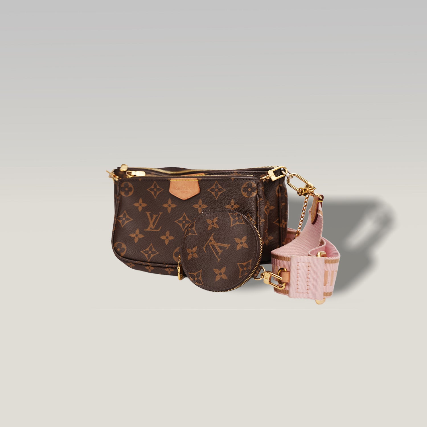 Louis Vuitton Multi Pochette Accessoires Monogram con Tracolla Rosa
