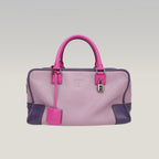 Loewe Amazona 36 Tri-Color Leather Handbag Purple Pink Leather Boston Bag