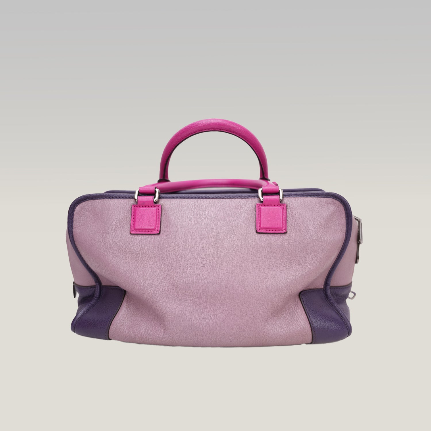 Loewe Amazona 36 Tri-Color Leather Handbag Purple Pink Leather Boston Bag