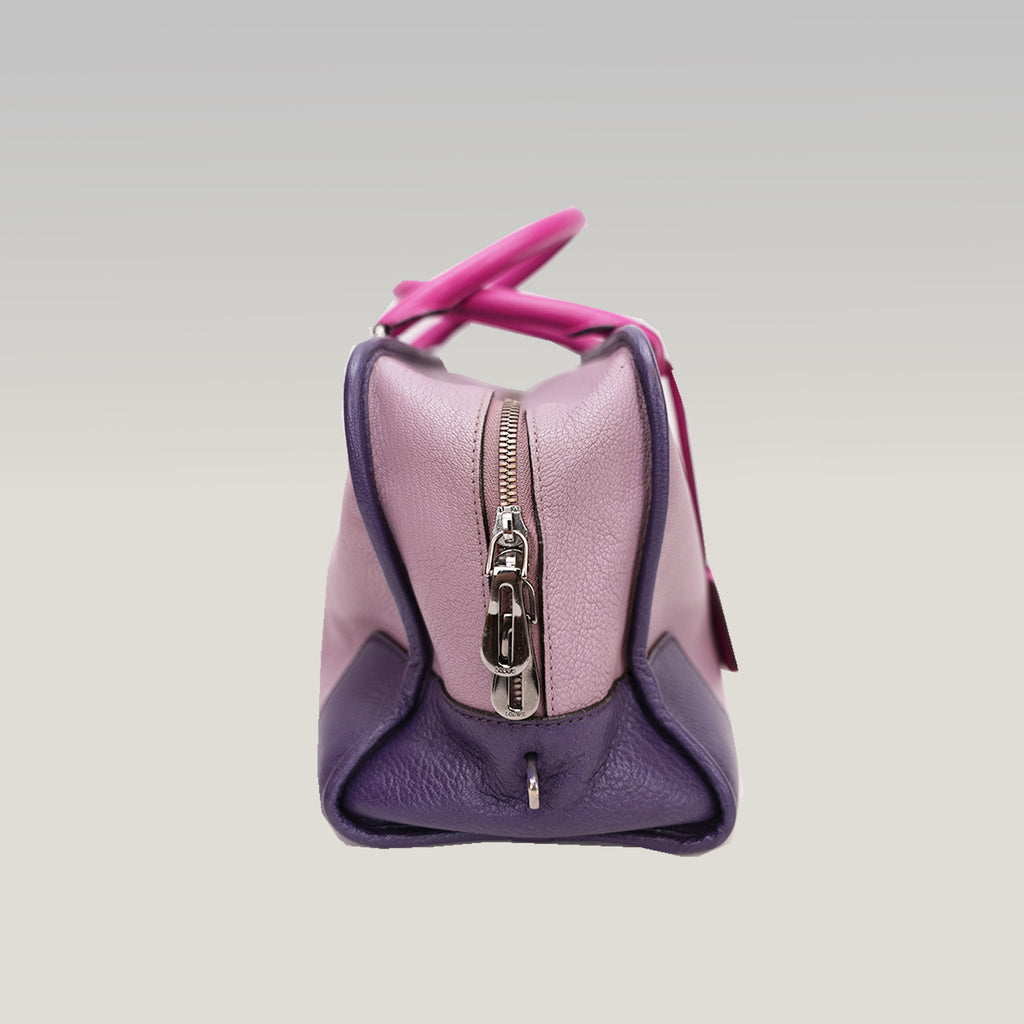 Loewe Amazona 36 Tri-Color Leather Handbag Purple Pink Leather Boston Bag