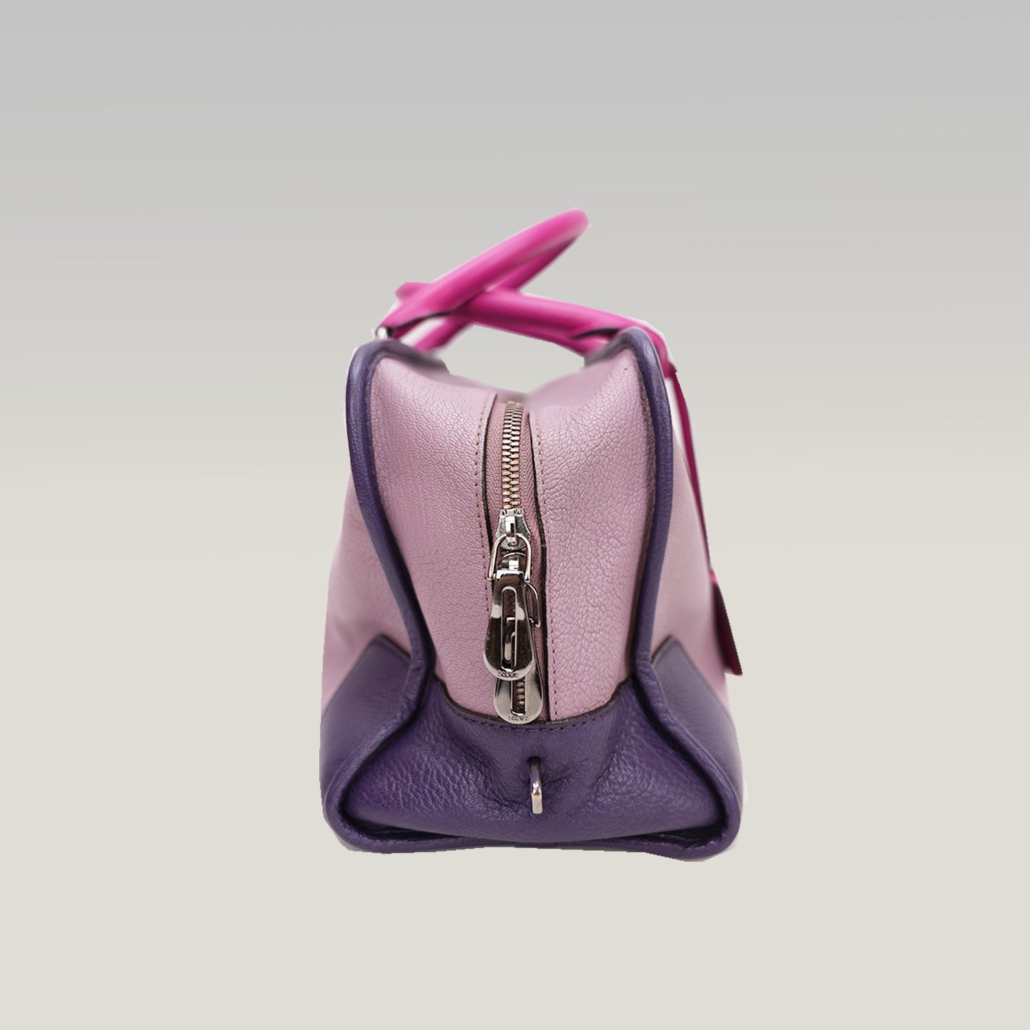 Loewe Amazona 36 Tri-Color Leather Handbag Purple Pink Leather Boston Bag