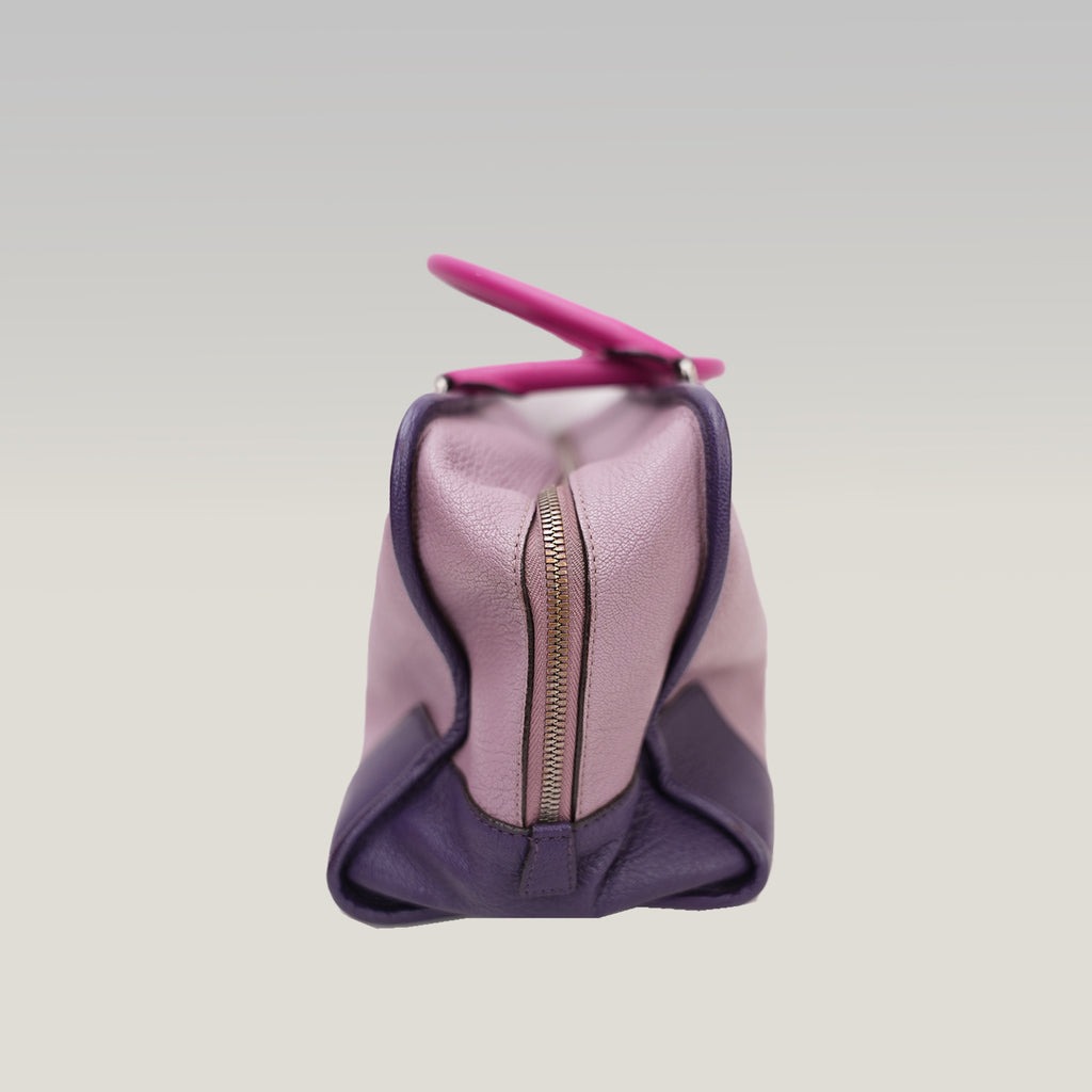 Loewe Amazona 36 Tri-Color Leather Handbag Purple Pink Leather Boston Bag
