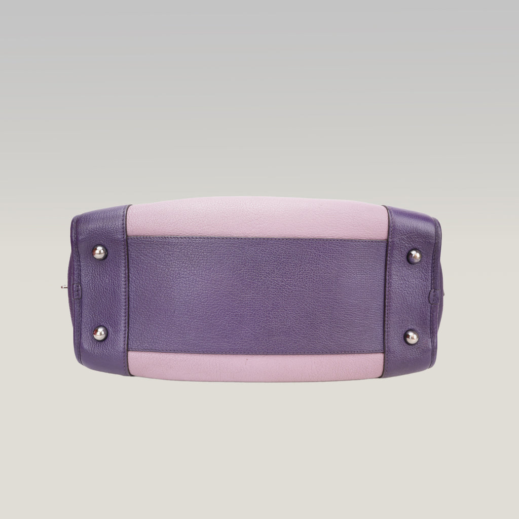 Loewe Amazona 36 Tri-Color Leather Handbag Purple Pink Leather Boston Bag