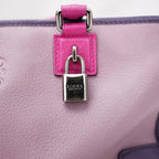 Loewe Amazona 36 Tri-Color Leather Handbag Purple Pink Leather Boston Bag