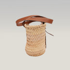 Loewe Basket Bag Small in Palma Intrecciata e Pelle di Vitello Marrone