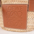 Loewe Basket Bag Small in Palma Intrecciata e Pelle di Vitello Marrone