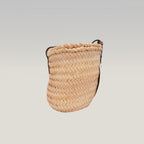Loewe Basket Bag Medium in Palma Intrecciata e Pelle di Vitello Cuoio