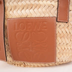 Loewe Basket Bag Medium in Palma Intrecciata e Pelle di Vitello Cuoio
