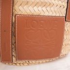 Loewe Basket Bag Medium in Palma Intrecciata e Pelle di Vitello Cuoio