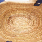 Loewe Small Raffia Basket Tote Bag in Natural with Blue Leather Handles