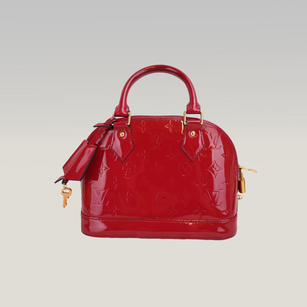 Louis Vuitton Alma BB Monogram Vernis Rosso Ciliegia – Borsa a Mano in Pelle Verniciata