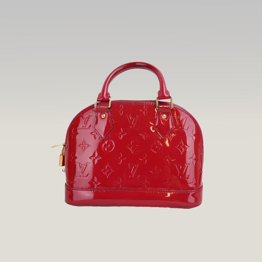 Louis Vuitton Alma BB Monogram Vernis Rosso Ciliegia – Borsa a Mano in Pelle Verniciata