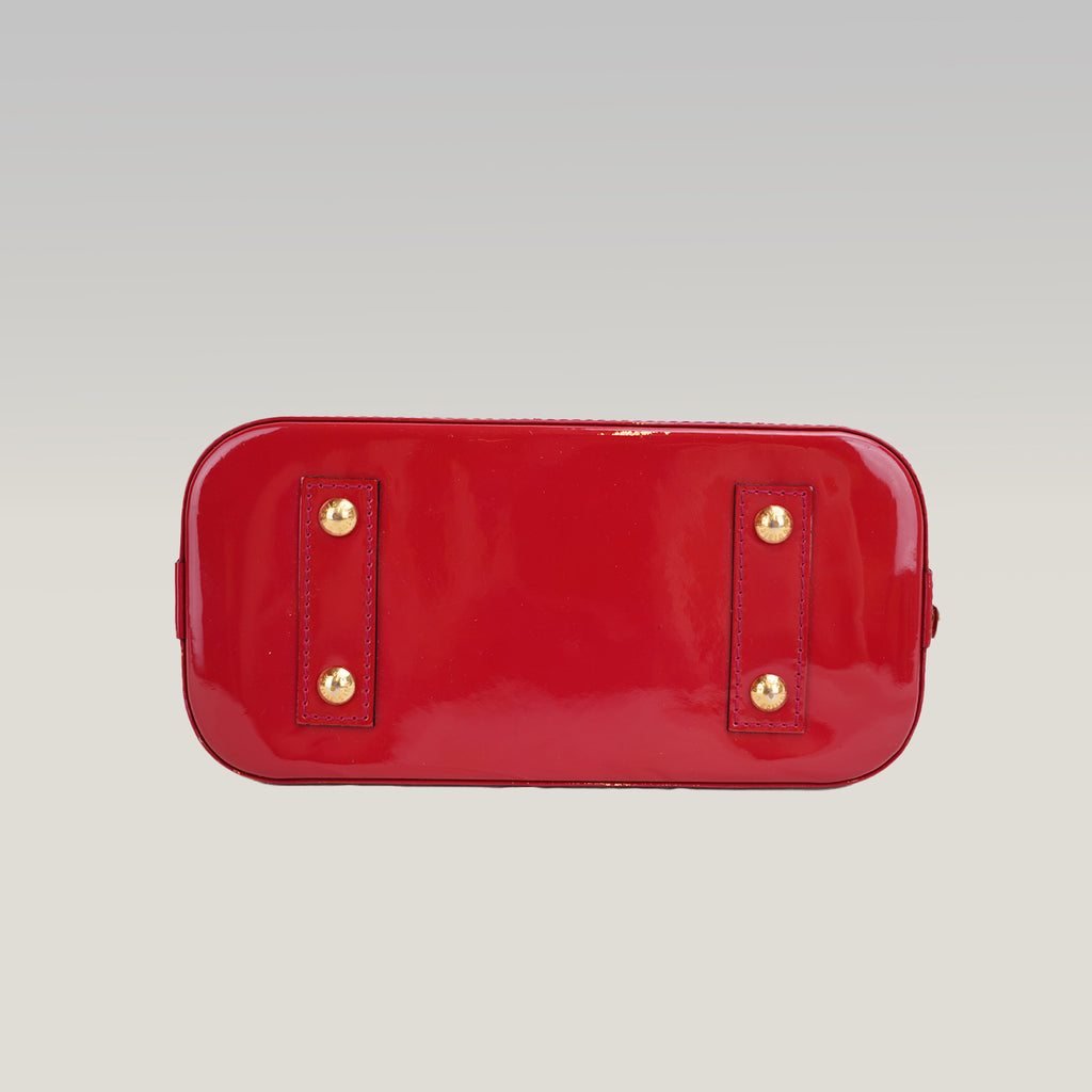 Louis Vuitton Alma BB Monogram Vernis Rosso Ciliegia – Borsa a Mano in Pelle Verniciata