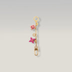 Louis Vuitton Blooming Flowers M67288 Charm per Borsa e Portachiavi in Metallo Dorato con Fiori Monogram Rosa e Fucsia