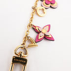 Louis Vuitton Blooming Flowers M67288 Charm per Borsa e Portachiavi in Metallo Dorato con Fiori Monogram Rosa e Fucsia