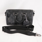 Louis Vuitton Keepall Bandoulière 25 Borsa da Viaggio Mini in Tela Monogram Eclipse Nera e Grigia con Finiture in Pelle