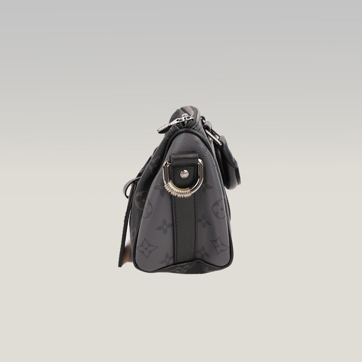Louis Vuitton Keepall Bandoulière 25 Borsa da Viaggio Mini in Tela Monogram Eclipse Nera e Grigia con Finiture in Pelle