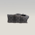Louis Vuitton Keepall Bandoulière 25 Borsa da Viaggio Mini in Tela Monogram Eclipse Nera e Grigia con Finiture in Pelle