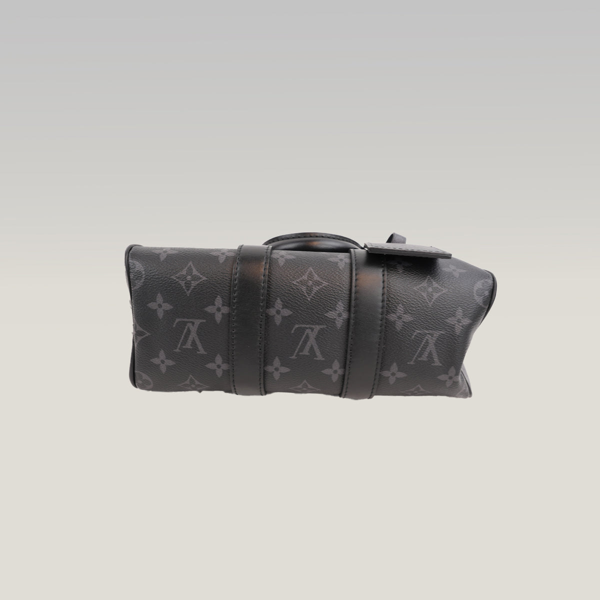 Louis Vuitton Keepall Bandoulière 25 Borsa da Viaggio Mini in Tela Monogram Eclipse Nera e Grigia con Finiture in Pelle
