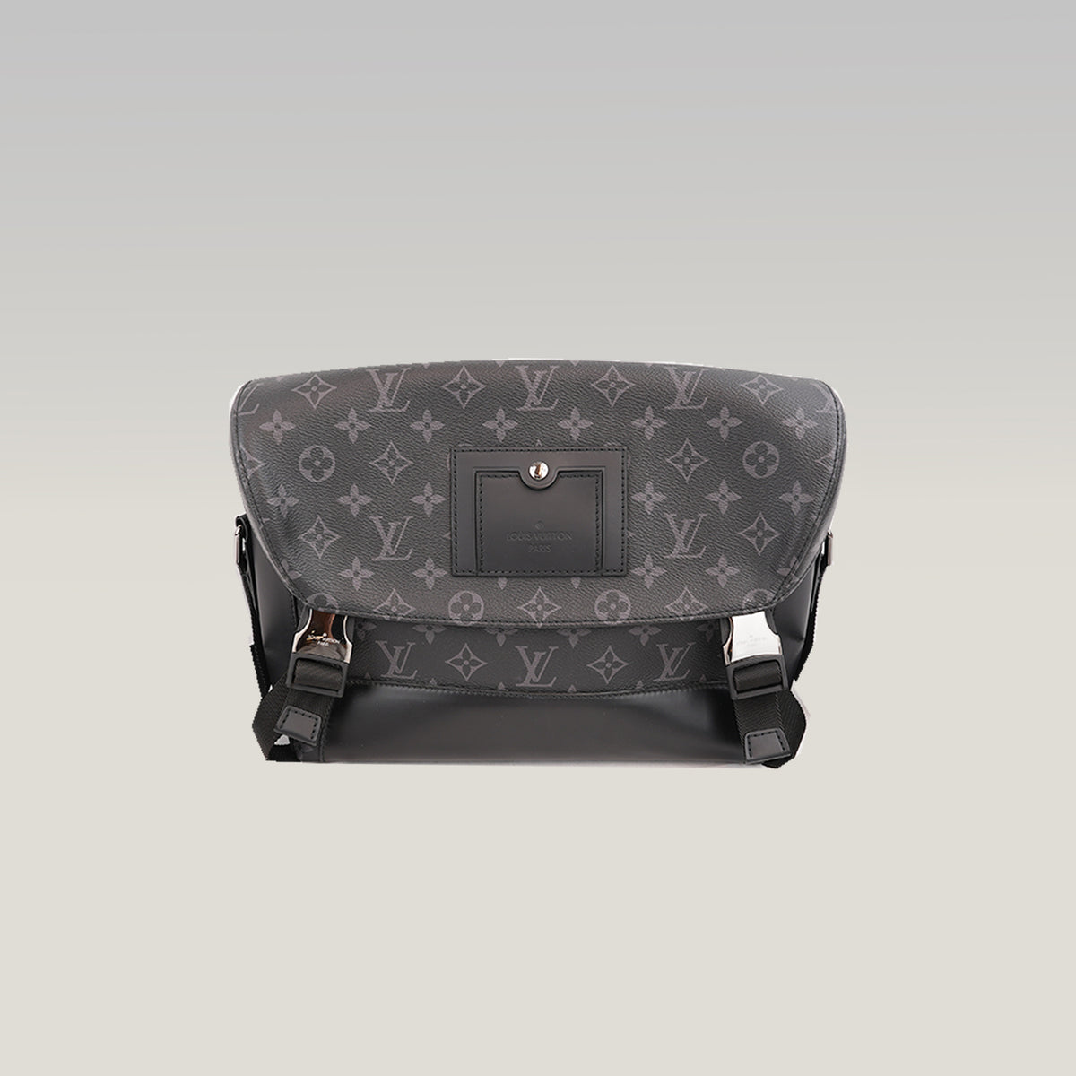 Louis Vuitton Voyager Messenger PM Borsa a Tracolla Piccola in Tela Monogram Eclipse Nera e Grigia con Dettagli in Pelle