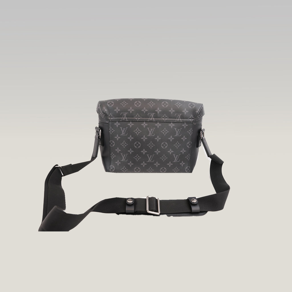 Louis Vuitton Voyager Messenger PM Borsa a Tracolla Piccola in Tela Monogram Eclipse Nera e Grigia con Dettagli in Pelle