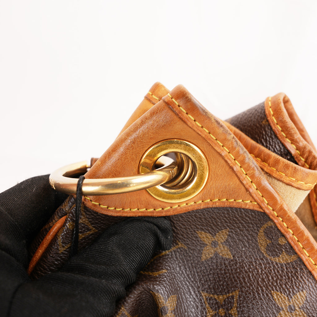 Louis Vuitton Galliera GM Borsa a Spalla in Tela Monogram Marrone con Finiture in Pelle Vachetta e Placca Dorata