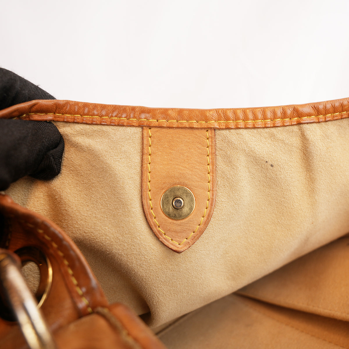 Louis Vuitton Galliera GM Borsa a Spalla in Tela Monogram Marrone con Finiture in Pelle Vachetta e Placca Dorata