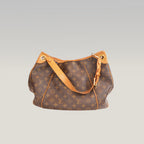 Louis Vuitton Galliera GM Borsa a Spalla in Tela Monogram Marrone con Finiture in Pelle Vachetta e Placca Dorata