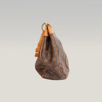 Louis Vuitton Galliera GM Borsa a Spalla in Tela Monogram Marrone con Finiture in Pelle Vachetta e Placca Dorata