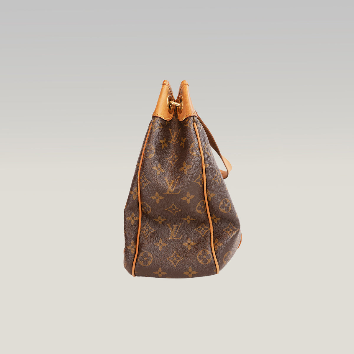 Louis Vuitton Galliera GM Borsa a Spalla in Tela Monogram Marrone con Finiture in Pelle Vachetta e Placca Dorata