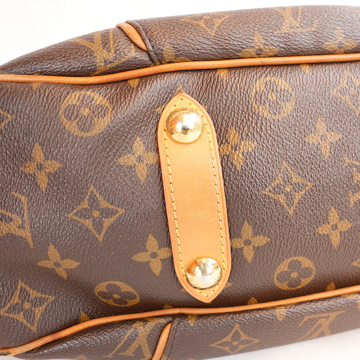 Louis Vuitton Galliera GM Borsa a Spalla in Tela Monogram Marrone con Finiture in Pelle Vachetta e Placca Dorata