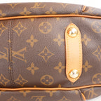 Louis Vuitton Galliera GM Borsa a Spalla in Tela Monogram Marrone con Finiture in Pelle Vachetta e Placca Dorata