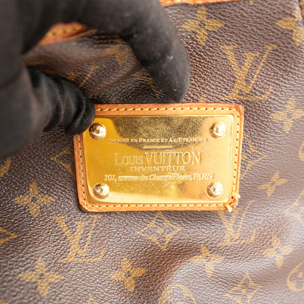 Louis Vuitton Galliera GM Borsa a Spalla in Tela Monogram Marrone con Finiture in Pelle Vachetta e Placca Dorata