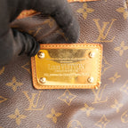 Louis Vuitton Galliera GM Borsa a Spalla in Tela Monogram Marrone con Finiture in Pelle Vachetta e Placca Dorata